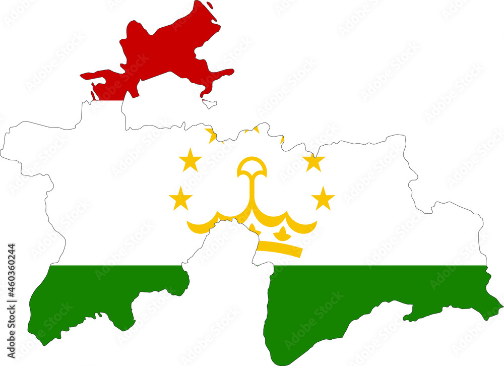 Map of Tajikistan with national flag