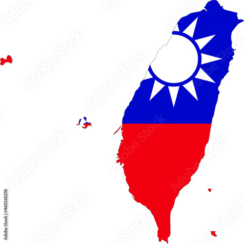 Map of Taiwan with national flag