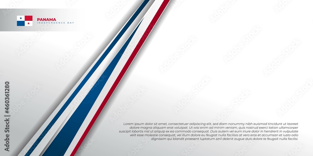 Fototapeta premium Simple red and blue line on white background. Panama Independence day background.