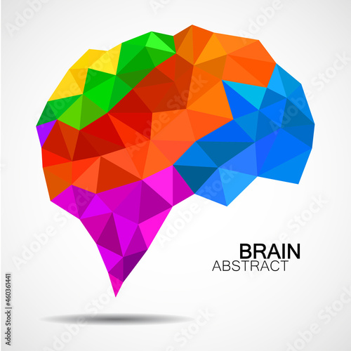 Abstract colorful human brain of polygons. Vector