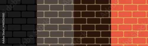 Brick wall vector. Set of options for brickwork in different colors.