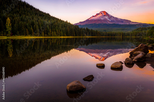 Canvas Print Mount Hood from Lost Lake at Sunset