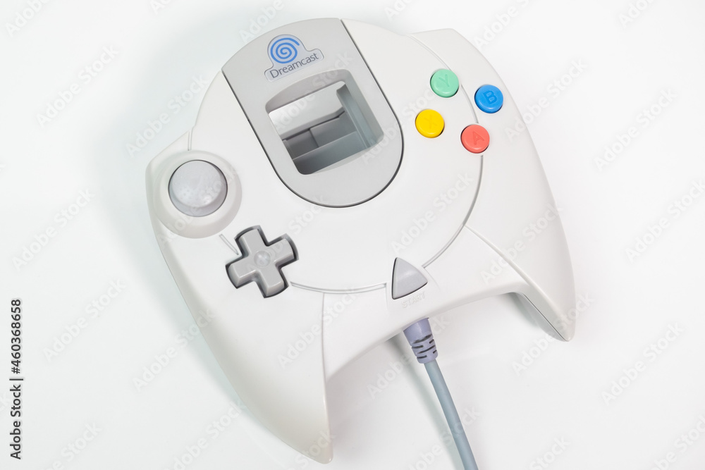 Sega Dreamcast Game Controller. Top down on white background. Stock 写真 |  Adobe Stock