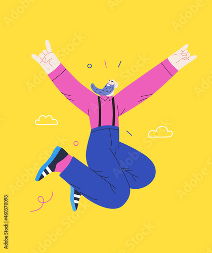 Happiness - happy people jumping in the air cheerfully