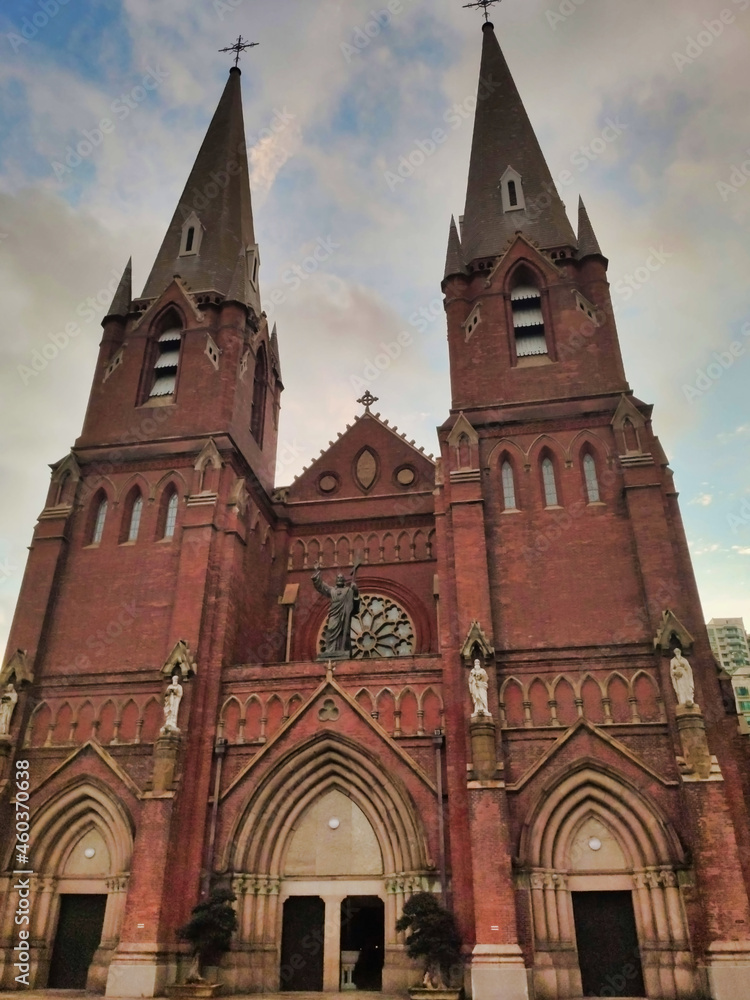 View of the Catholic Church of St. Ignatius Cathedral in Shanghai. China. Asia View of the Catholic Church of St. Ignatius Cathedral in Shanghai. China. Asia