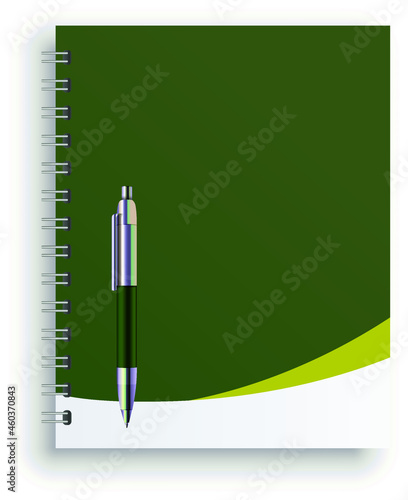 spring notebook with luxury pen