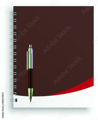 spring notebook with luxury pen