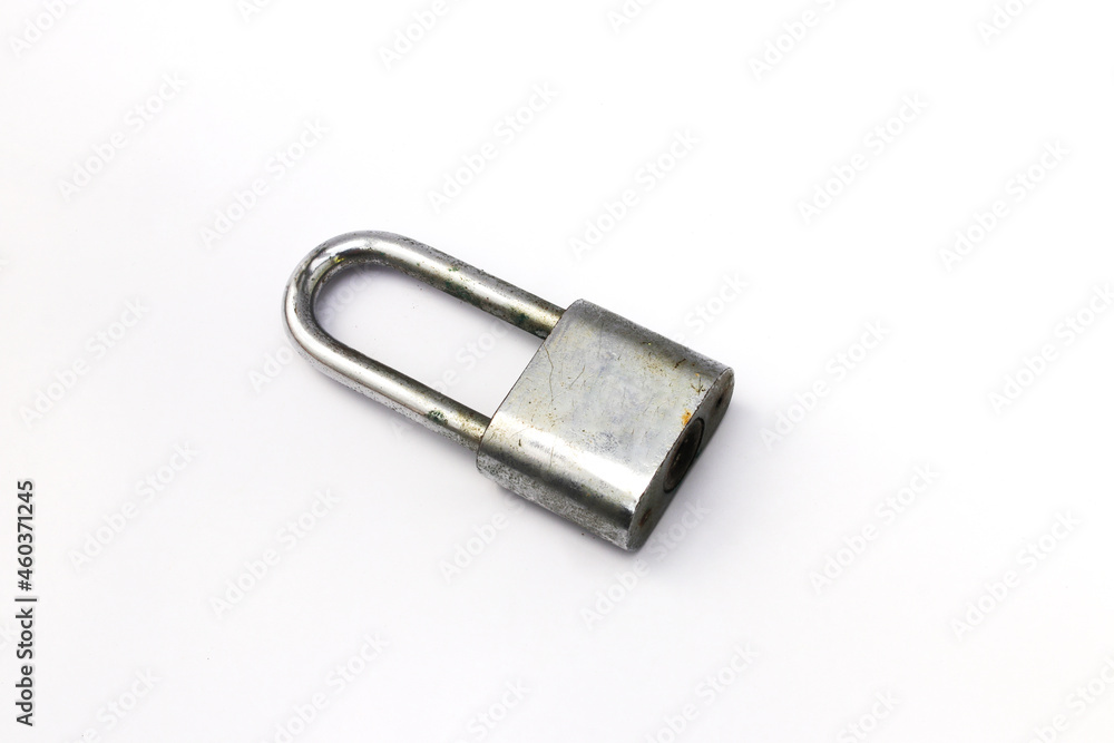 Old used padlock isolated on white background Old used padlock isolated on white background
