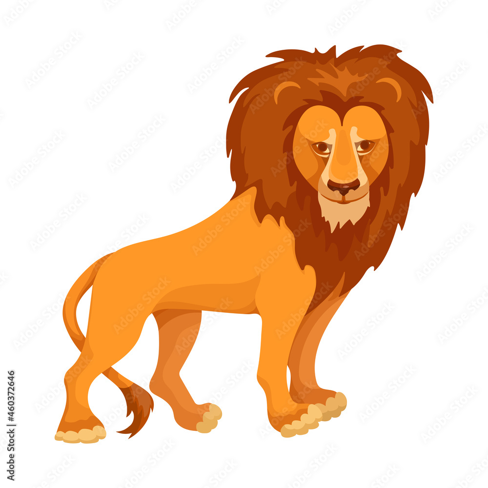 Lion, a large predator of the African savannah. Cartoon vector graphics. Lion, a large predator of the African savannah. Cartoon vector graphics.