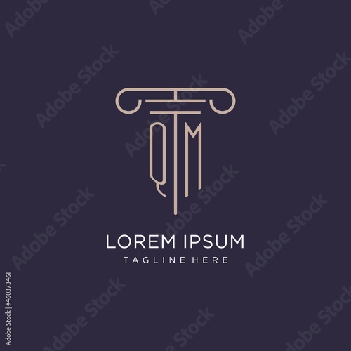 Bild auf Leinwand QM initial with pillar logo design, luxury law office logo style