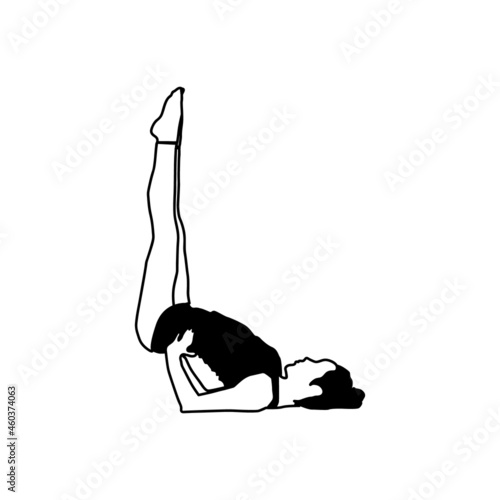 Silhouette woman posing yoga sarvangasana