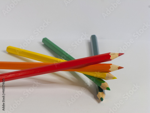 Multi-colored pencils. Subject shooting.