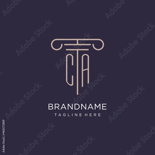 CA initial with pillar logo design, luxury law office logo style