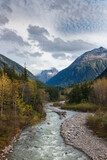 View showing the East fork of the Skagway river with Mt Hefty in the distance.