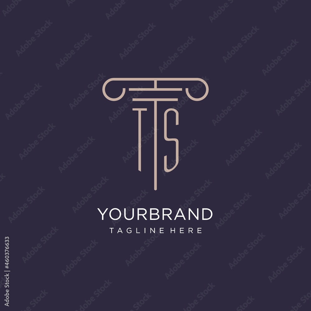 TS initial with pillar logo design, luxury law office logo style Stock ...