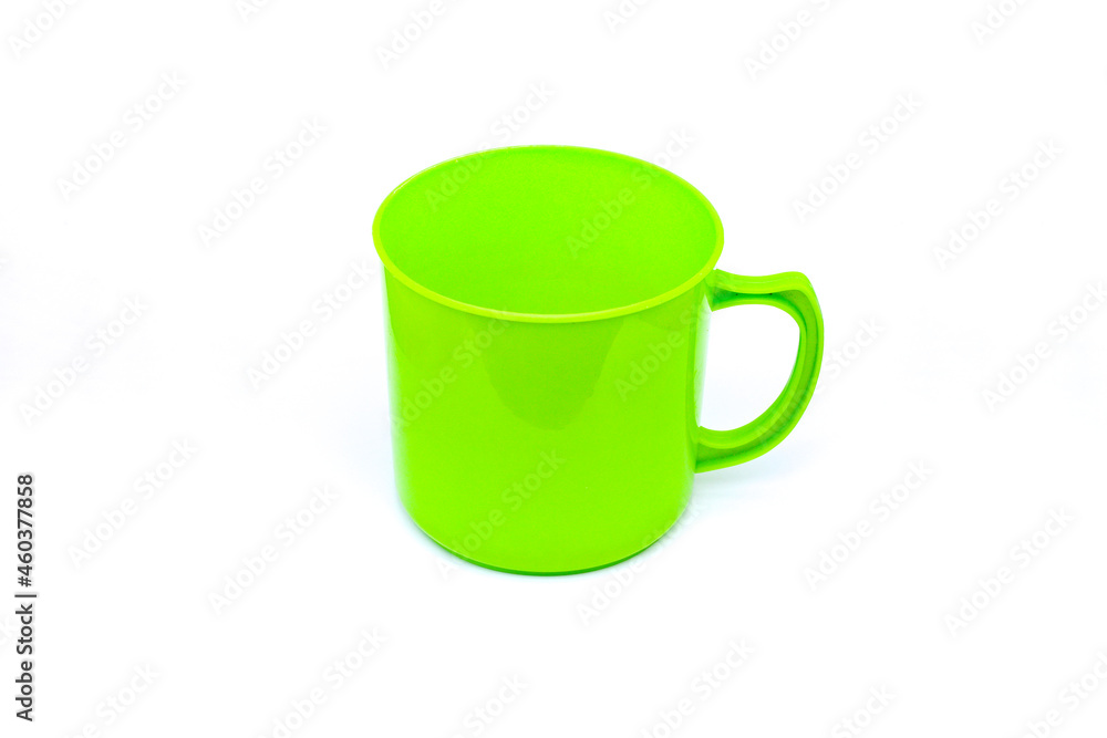 Green Plastic Mug Isolated on White Background Green Plastic Mug Isolated on White Background