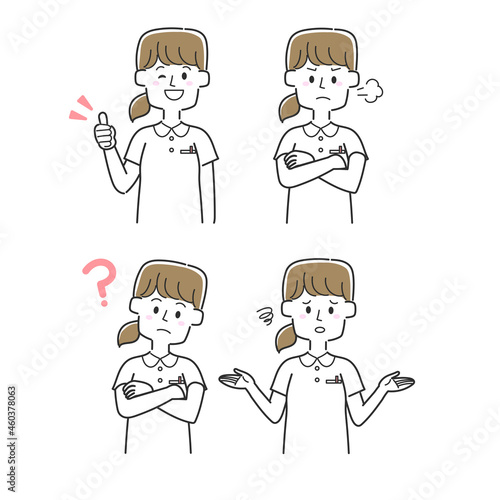 いろんな表情の看護師さんのセット