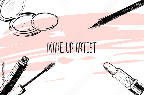 makeup artist banner, vector illustration