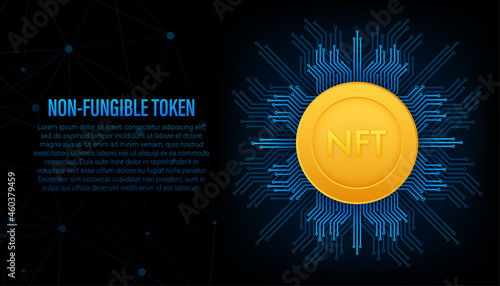 Flat illustration with nft concept. Banner vector. Flat design. Vector design art.