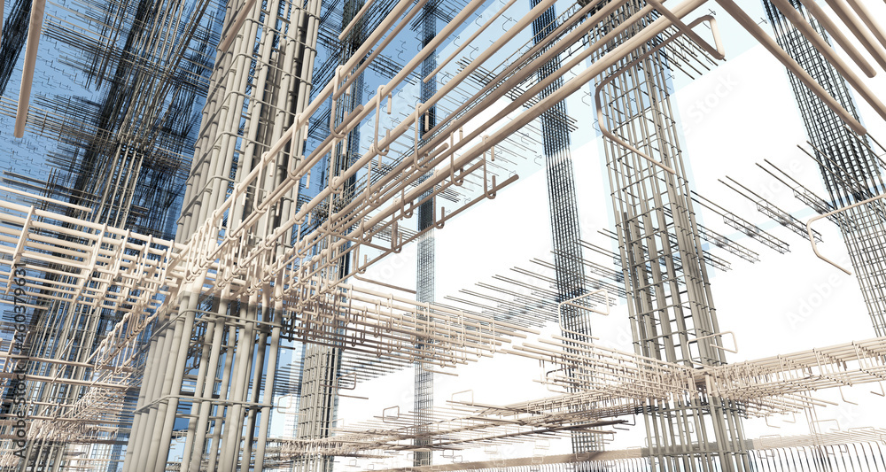 3D BIM model of reinforcement framework of the building 3D BIM model of reinforcement framework of the building