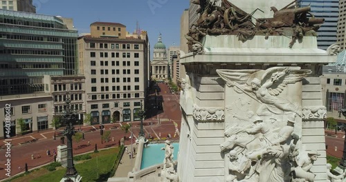 Aerial Clip of Downtown Indianapolis Circle Center Monument 3