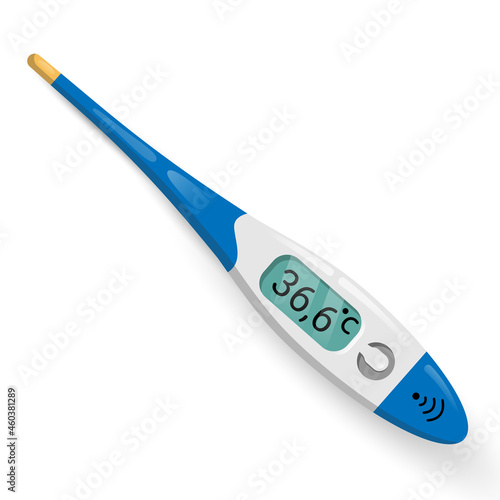 Medical thermometer Isolated on white backgraund. Electronic thermometer for measuring body temperature. Vector illustration for medical design.