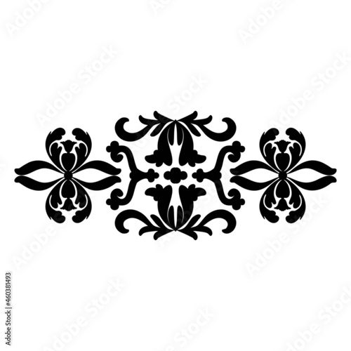 Damascus vector black pattern on white background. For stencil Tattoo marquetry laser cutting and prints. photo