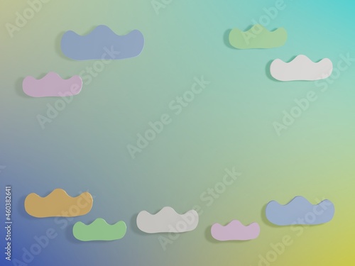 カラフルな雲が浮かぶ3d イラスト