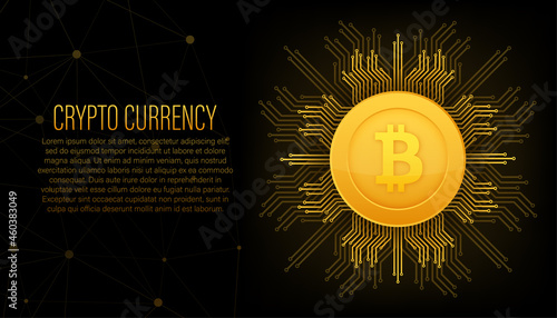 Abstract black icon. Bitcoin exchange. Currency icon. Online payment. Crypto currency, virtual electronic, internet money.