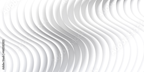Abstract white waves and lines pattern. Template background. 3d render.