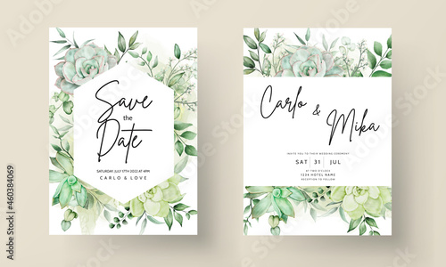 Luxury greenery wedding invitation card floral © mariadeta