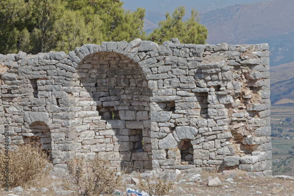 Historic unexplored remains of a stone church in Saranda Albania