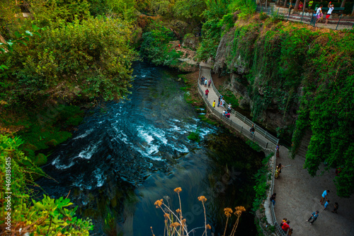 Fototapeta Naklejka Na Ścianę i Meble -  ANTALYA, TURKEY: Upper Duden waterfall and nature park in Antalya city.
