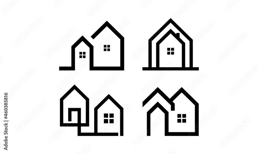 lineart house template vector