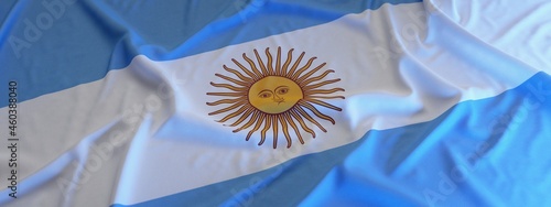 Flag of Argentina made of fabric. 