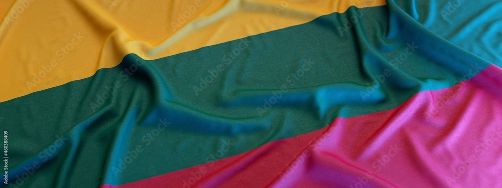 Flag of Lithuania made of fabric. 