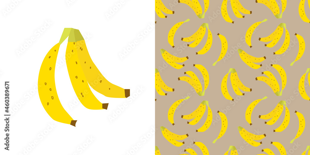 Ripe banana bunch isolated on gris background.Vector illustration