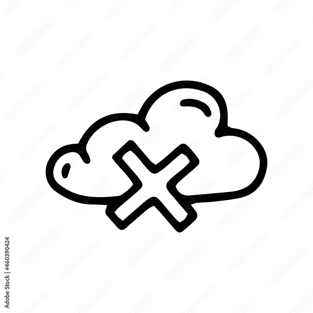 no access to cloud service line vector doodle simple icon