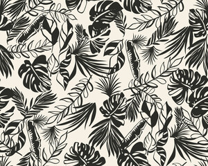 Keuken achterwand Planten patronen Handgetekend tropisch bladerendessin  © D&R studio