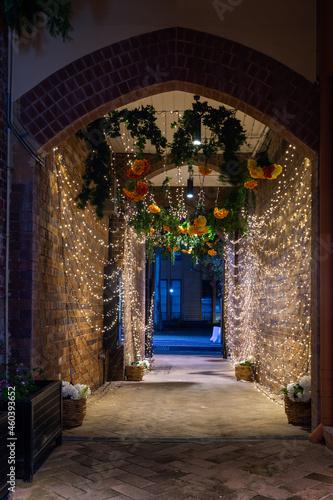 old corridor. brick, night.