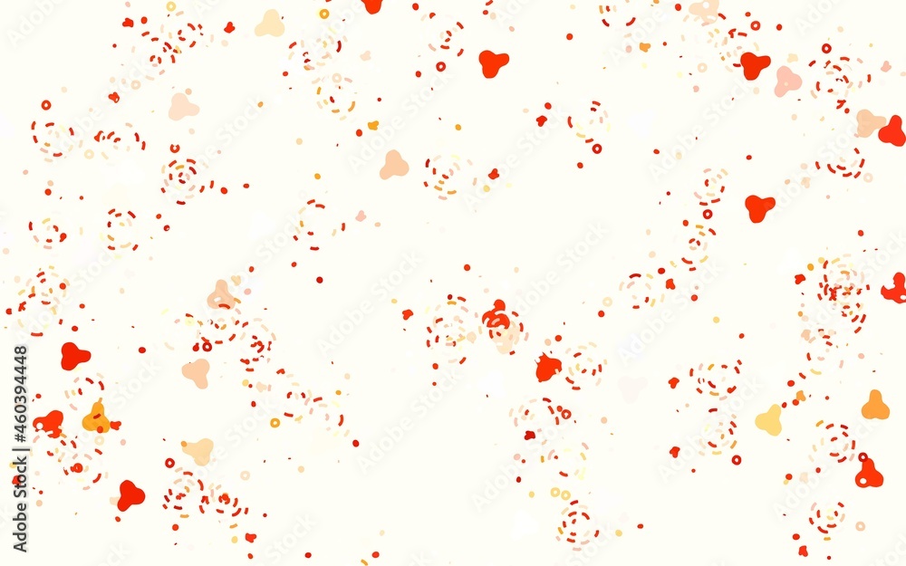 Light Red, Yellow vector background with abstract shapes.