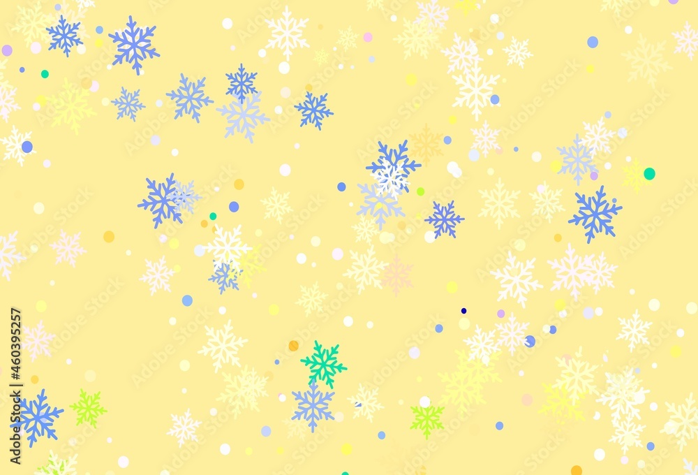 Light Pink, Yellow vector background with xmas snowflakes. Light Pink, Yellow vector background with xmas snowflakes.
