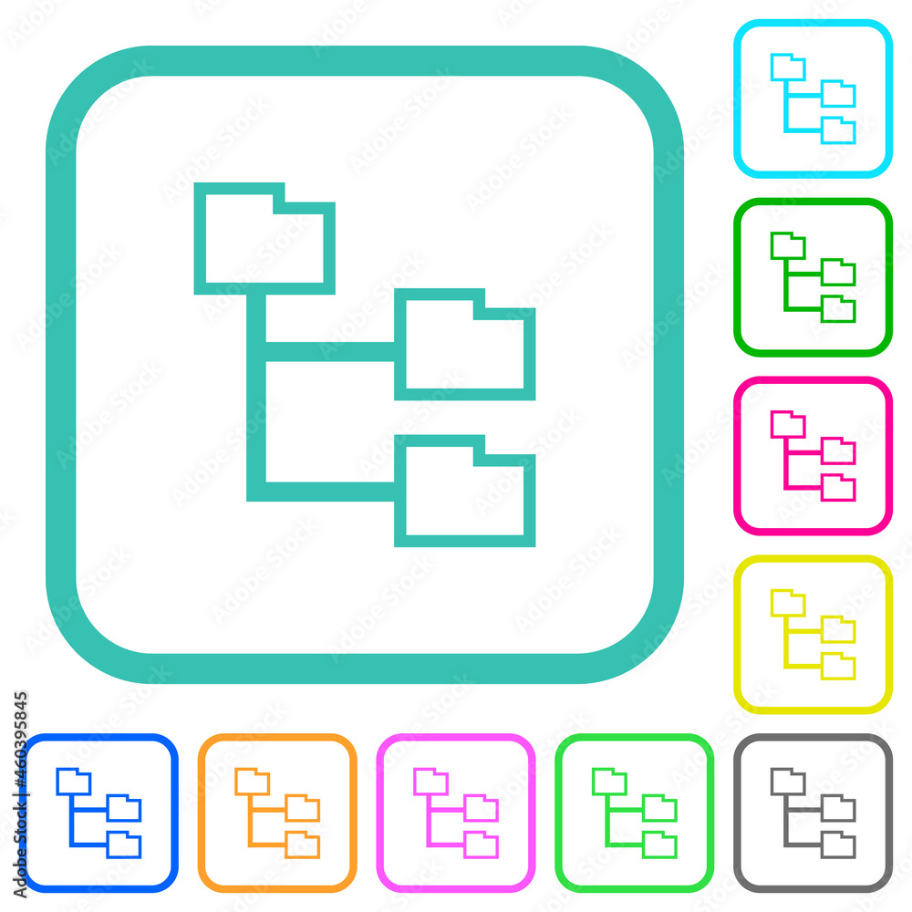 Folder structure outline vivid colored flat icons Folder structure outline vivid colored flat icons