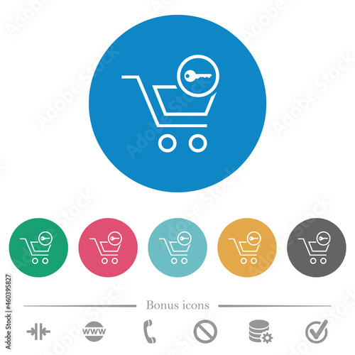 Secure shopping outline flat round icons