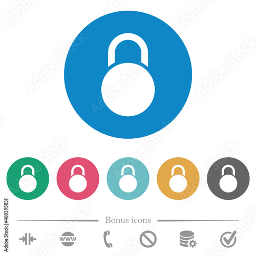 Locked round padlock flat round icons