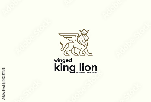winged king lion logo exclusive design inspiration