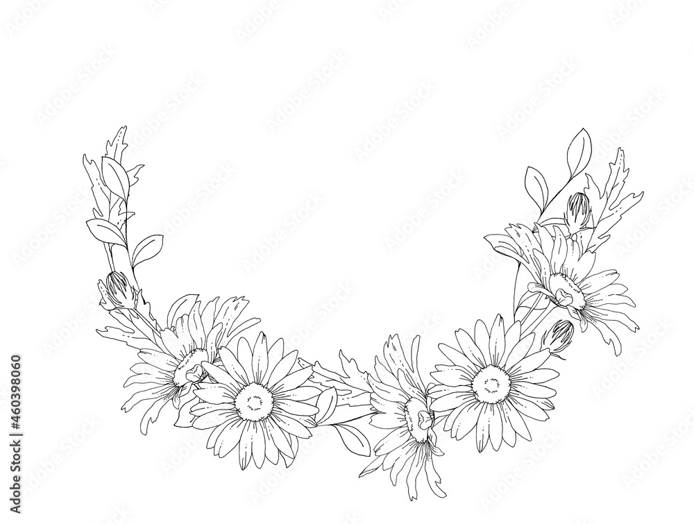 ボタニカルなお花の線画イラスト Stock Illustration Adobe Stock