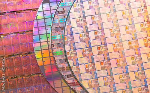 Tableau sur toile silicon chip wafer reflecting different colors