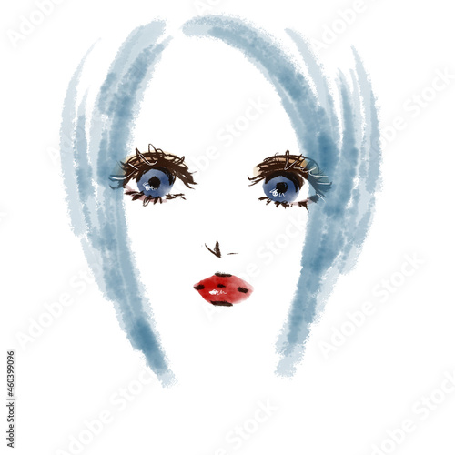 Stylish female straight bob with watercolor touch