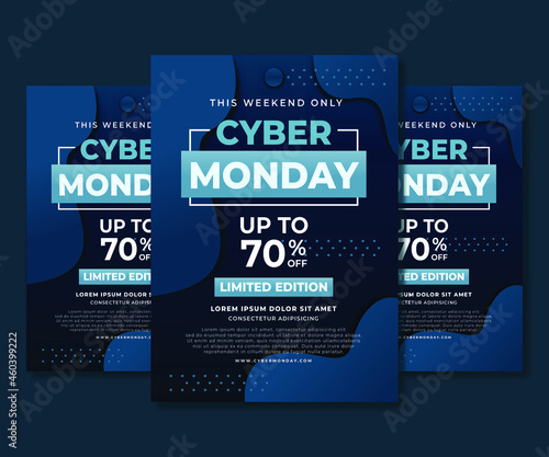 Set of cyber monday poster promo sale for social media post